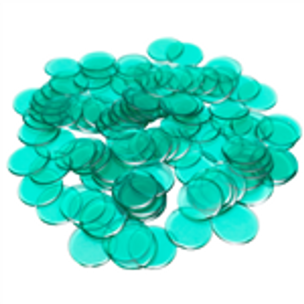 Plastic Bingo Chips - Green - 7/8 inch size - 100 per pack