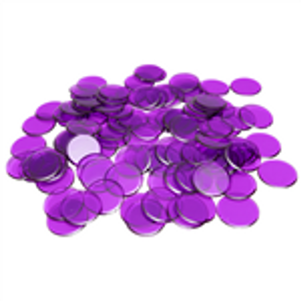 Plastic Bingo Chips - Purple - 7/8 inch size - 100 per pack
