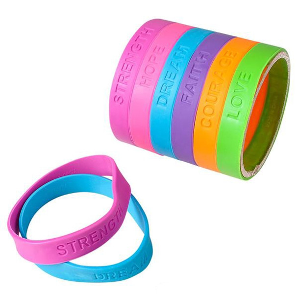 Encouraging Rubber Bracelet - 12 per pack