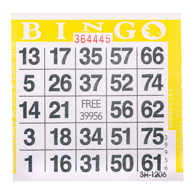 1 on Yellow Bingo Paper Cards - 500 cards per pack