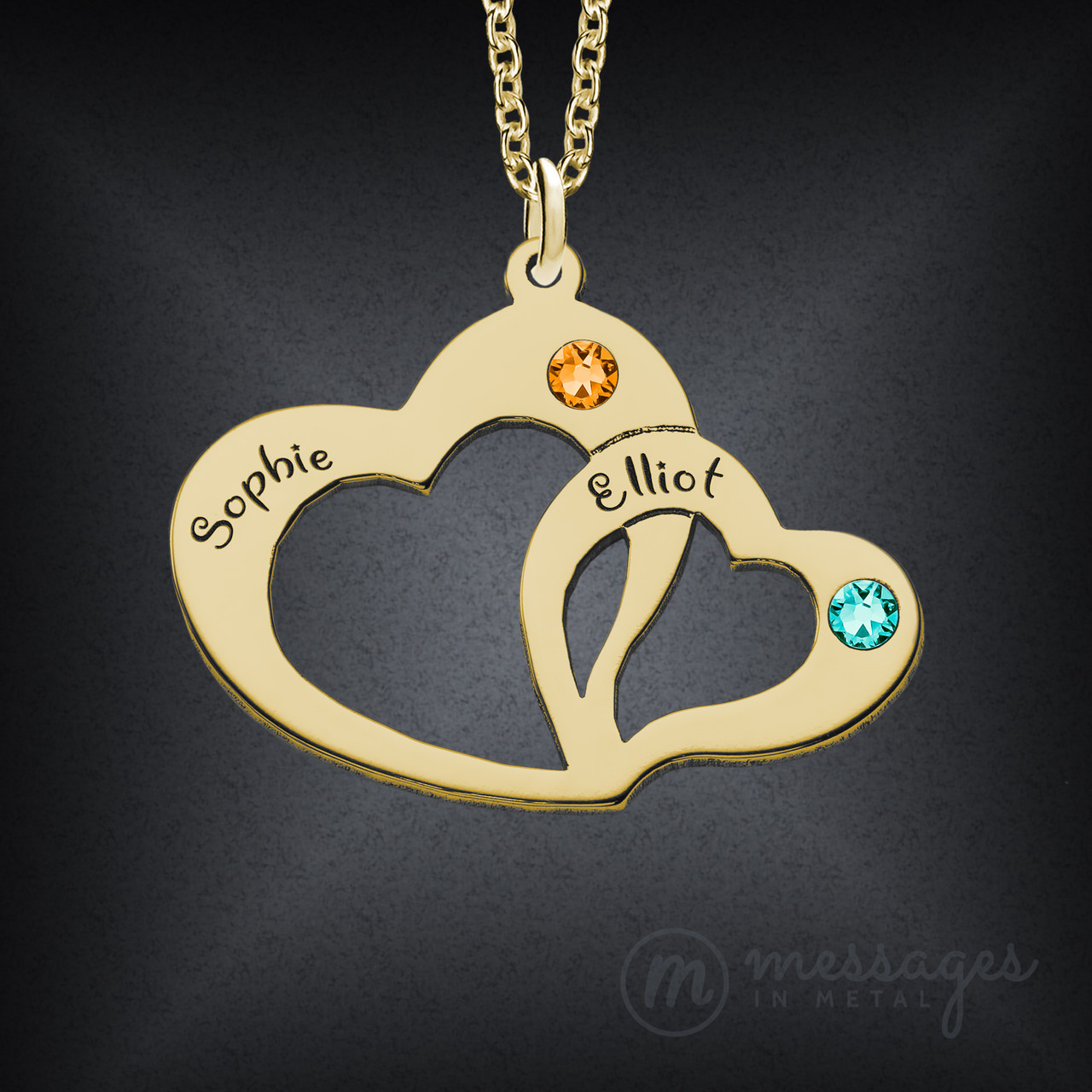 Two Hearts Forever One Necklace in 14k Gold - MYKA