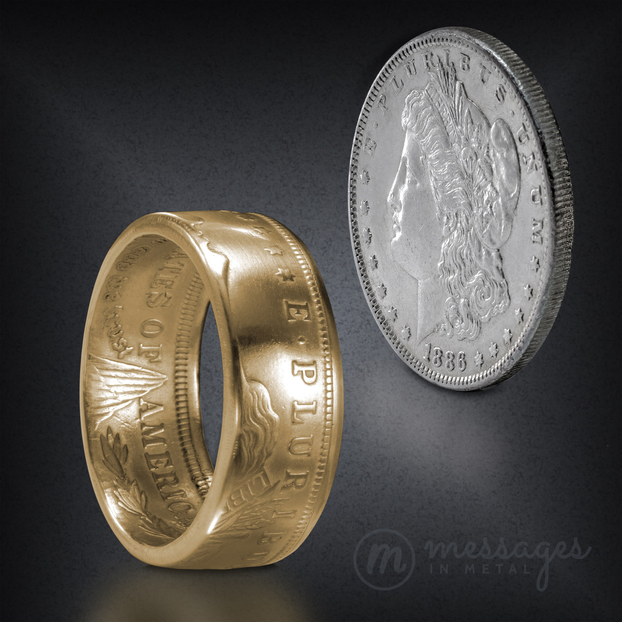 Morgan Gold Plated Silver Dollar Thin Band Handcrafted Ring