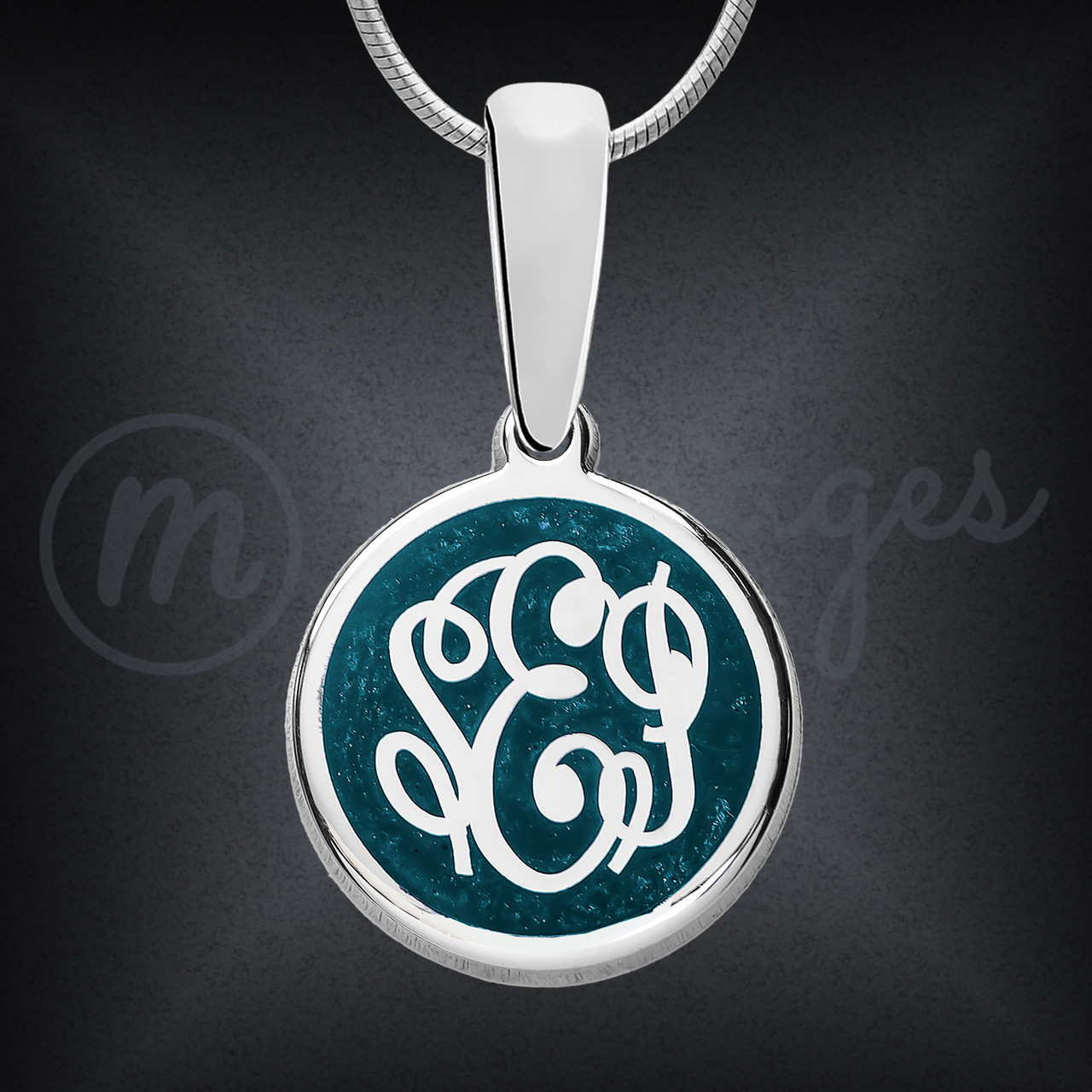 Personalized Womens Silver Monogram Necklace