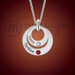 Silver Duo Ring Personalized Birthstone Necklace Silver Duo Ring Personalized Birthstone Necklace