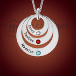 Silver Trio Ring Personalized Birthstone Necklace Silver Trio Ring Personalized Birthstone Necklace