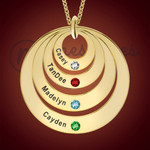 Gold Quad Ring Personalized Birthstone Necklace Gold Quad Ring Personalized Birthstone Necklace