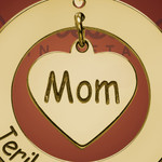 Gold Mom Heart Round Birthstone Necklace Charm