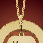 Gold Mom Heart Round Birthstone Necklace Charm