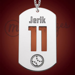 Silver Baseball Name and Number Dog Tag Necklace Silver Baseball Name and Number Dog Tag Necklace