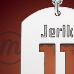 Silver Baseball Name and Number Dog Tag Necklace Silver Baseball Name and Number Dog Tag Necklace