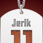 Silver Baseball Name and Number Dog Tag Necklace Silver Baseball Name and Number Dog Tag Necklace