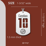Silver Basketball Name and Number Dog Tag Necklace Silver Basketball Name and Number Dog Tag Necklace