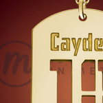 Basketball Name and Number Dog Tag Necklace Gold Basketball Name and Number Dog Tag Necklace Gold