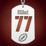 Silver Football Name and Number Dog Tag Necklace
