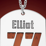 Silver Football Name and Number Dog Tag Necklace