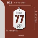 Silver Football Name and Number Dog Tag Necklace