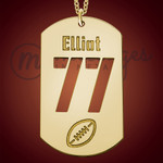 Football Name and Number Dog Tag Necklace Gold Football Name and Number Dog Tag Necklace Gold
