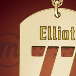 Football Name and Number Dog Tag Necklace Gold Football Name and Number Dog Tag Necklace Gold