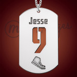 Silver Running  Name and Number Dog Tag Necklace Silver Running  Name and Number Dog Tag Necklace