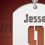 Silver Running  Name and Number Dog Tag Necklace Silver Running  Name and Number Dog Tag Necklace