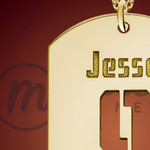 Running Name and Number Dog Tag Necklace Gold Running Name and Number Dog Tag Necklace Gold