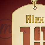 Soccer Name and Number Dog Tag Necklace Gold Soccer Name and Number Dog Tag Necklace Gold