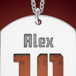 Silver Soccer  Name and Number Dog Tag Necklace Silver Soccer  Name and Number Dog Tag Necklace
