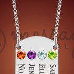 Silver Dog Tag Family Birthstone Necklace Silver Dog Tag Family Birthstone Necklace