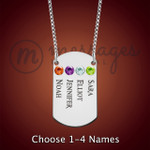 Silver Dog Tag Family Birthstone Necklace Silver Dog Tag Family Birthstone Necklace