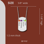 Silver Dog Tag Family Birthstone Necklace Silver Dog Tag Family Birthstone Necklace