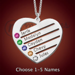 Silver Heart Family Birthstone Necklace Silver Heart Family Birthstone Necklace