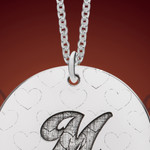 Silver Letter and Hearts Round Necklace With Initial Silver Letter and Hearts Round Necklace With Initial