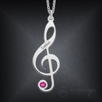 Silver Music Note Necklace With Birthstone Silver Music Note Necklace With Birthstone