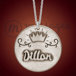 Royalty Round Antique Silver Name Necklace Royalty Round Antique Silver Name Necklace