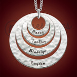 Silver Hammered Quad Ring Personalized Necklace Silver Hammered Quad Ring Personalized Necklace