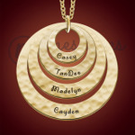 Gold Hammered Quad Ring Personalized Necklace Gold Hammered Quad Ring Personalized Necklace