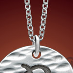 Round Hammered Initial Necklace Silver Round Hammered Initial Necklace Silver