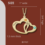 Gold Two Heart Birthstone Necklace For Couple Gold Two Heart Birthstone Necklace For Couple