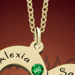 Gold Two Heart Birthstone Personalized Necklace Gold Two Heart Birthstone Personalized Necklace