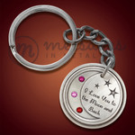 Antique Silver Moon and Back Birthstone Round Keychain Antique Silver Moon and Back Birthstone Round Keychain