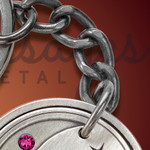 Antique Silver Moon and Back Birthstone Round Keychain Antique Silver Moon and Back Birthstone Round Keychain