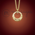 Gold Hammered Single Ring Personalized Necklace Gold Hammered Single Ring Personalized Necklace