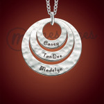 Silver Hammered Trio Ring Personalized Necklace Silver Hammered Trio Ring Personalized Necklace