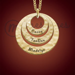 Gold Hammered Trio Ring Personalized Necklace Gold Hammered Trio Ring Personalized Necklace