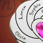 Silver Spiral Pink Heart Family Name Necklace