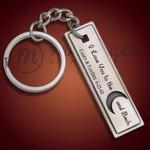 Antique Silver Rectangle Moon and Back  Keychain Antique Silver Rectangle Moon and Back  Keychain