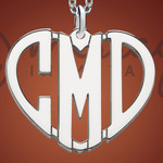 Silver Monogrammed Heart Personalized Necklace Silver Monogrammed Heart Personalized Necklace