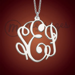 Silver Monogrammed Round Personalized Necklace Silver Monogrammed Round Personalized Necklace