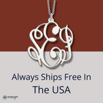 Silver Monogrammed Round Personalized Necklace Silver Monogrammed Round Personalized Necklace