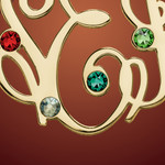 Gold Birthstone Monogrammed Round Personalized Necklace Gold Birthstone Monogrammed Round Personalized Necklace